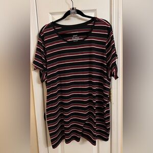 Torrid Striped Short Sleeve Tee in Black and Pink